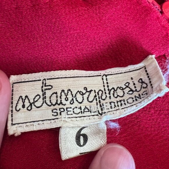 Metamorphosis Special Editions Red Hand-Beaded Silk Dress - Picture 3 of 5